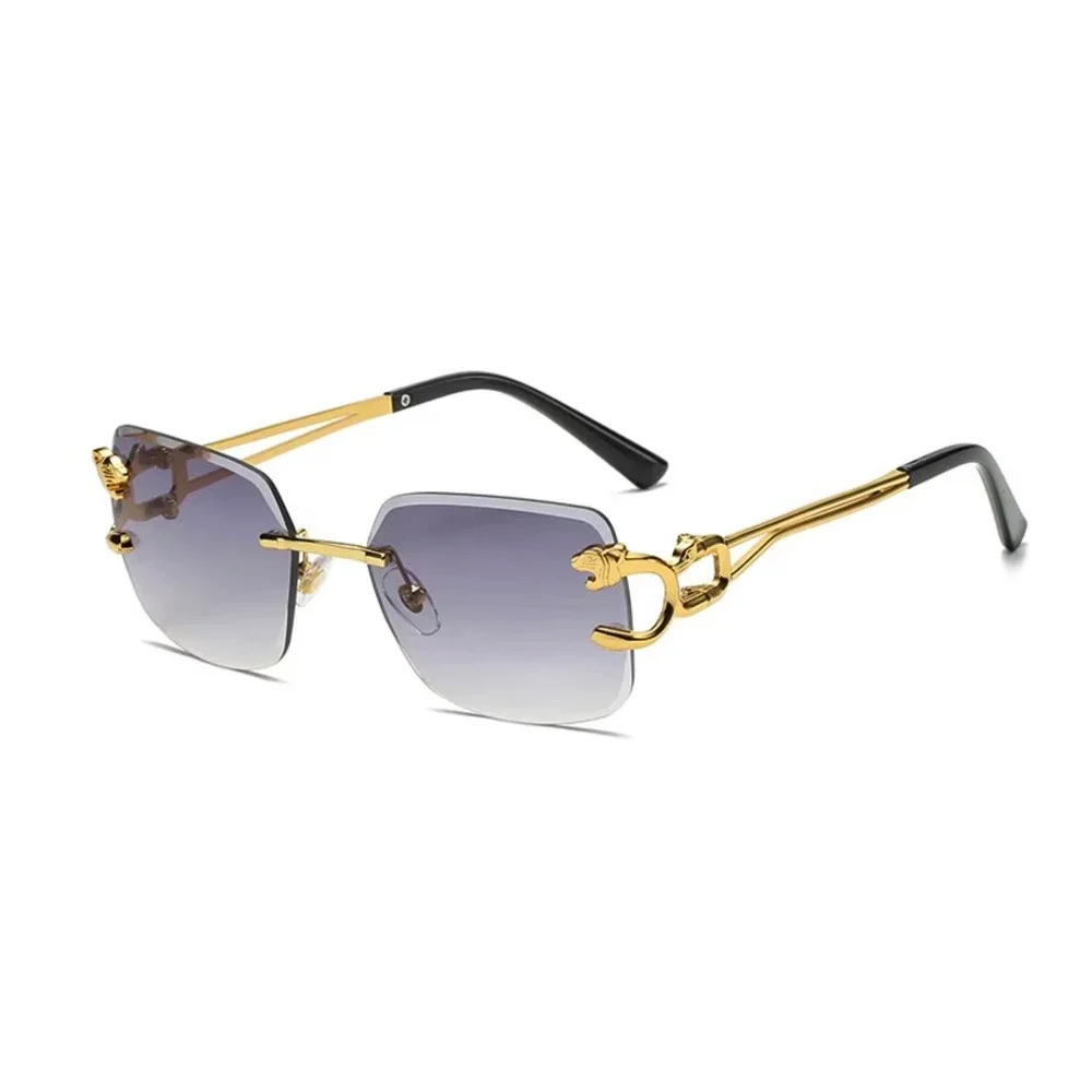 Rimless Sunglasses Men Women Luxury Designer Gold Metal Frame Fashion Shades New